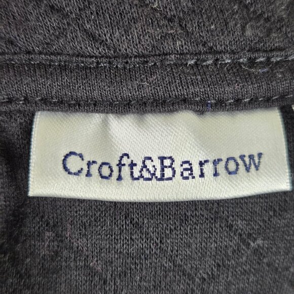 Croft & Barrow Size Petite XL Black Quilted Look Zip Front Jacket Button Pockets - Picture 8 of 12